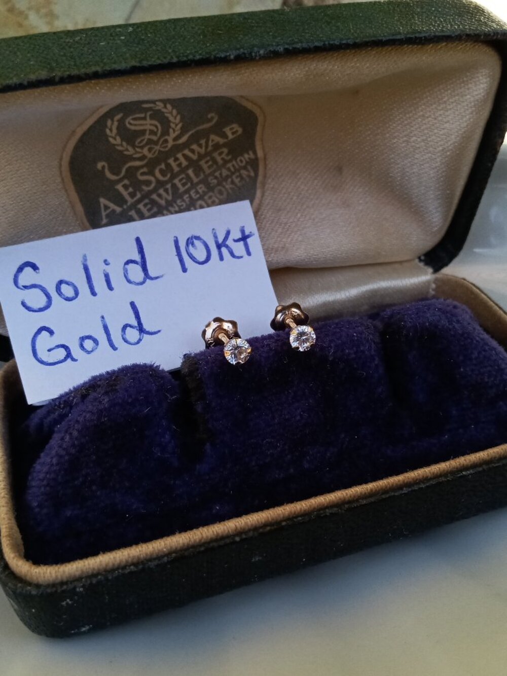 Solid 10kt Gold & CZ Studs